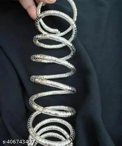 Tehzeeb Creations Women's Silver Colour Viral Spiral Bangle For Girl And Women - Swadesiicart