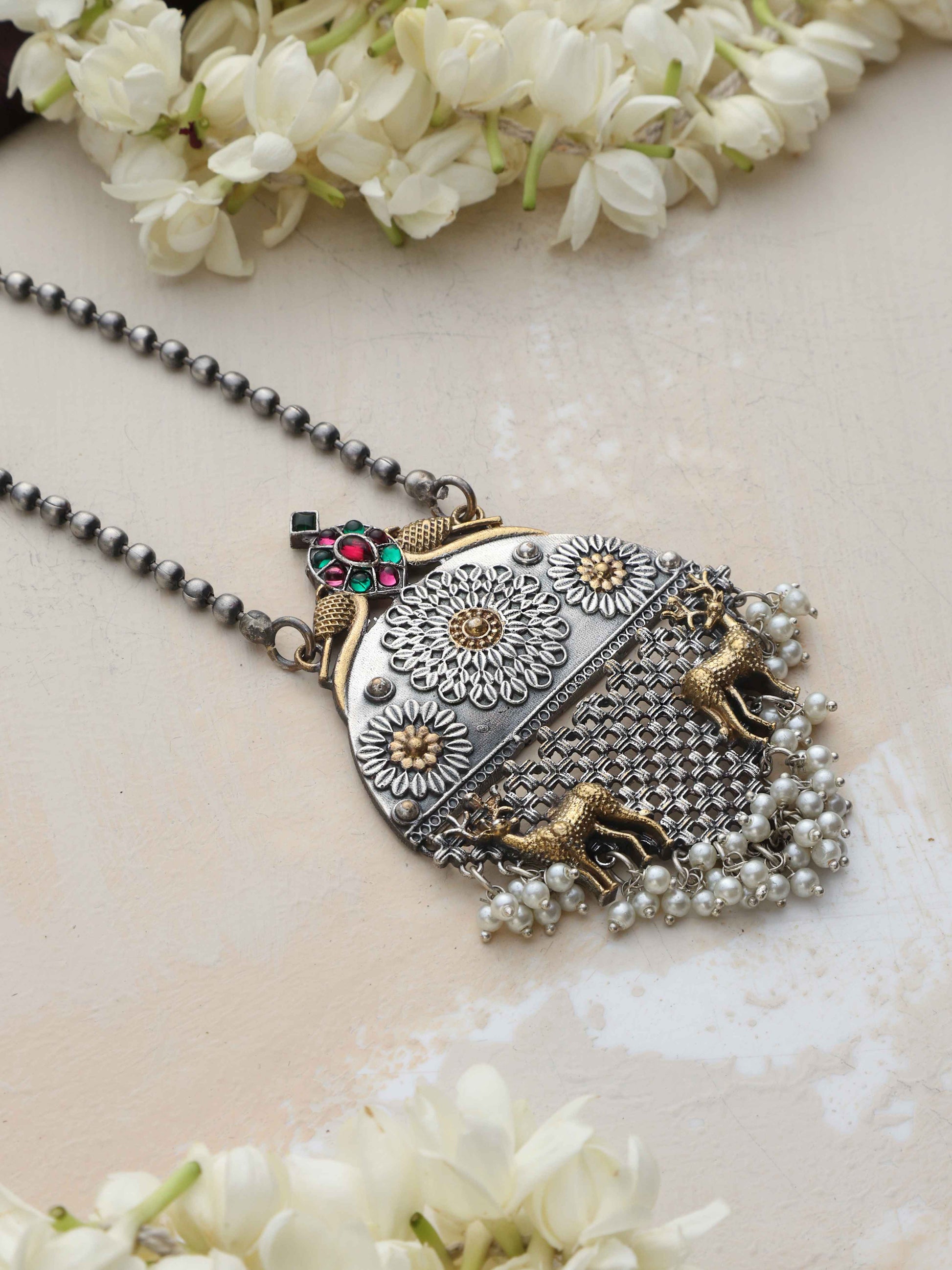 trueBrowns Silver Gold Tone Pendant Chain | Swadesiicart