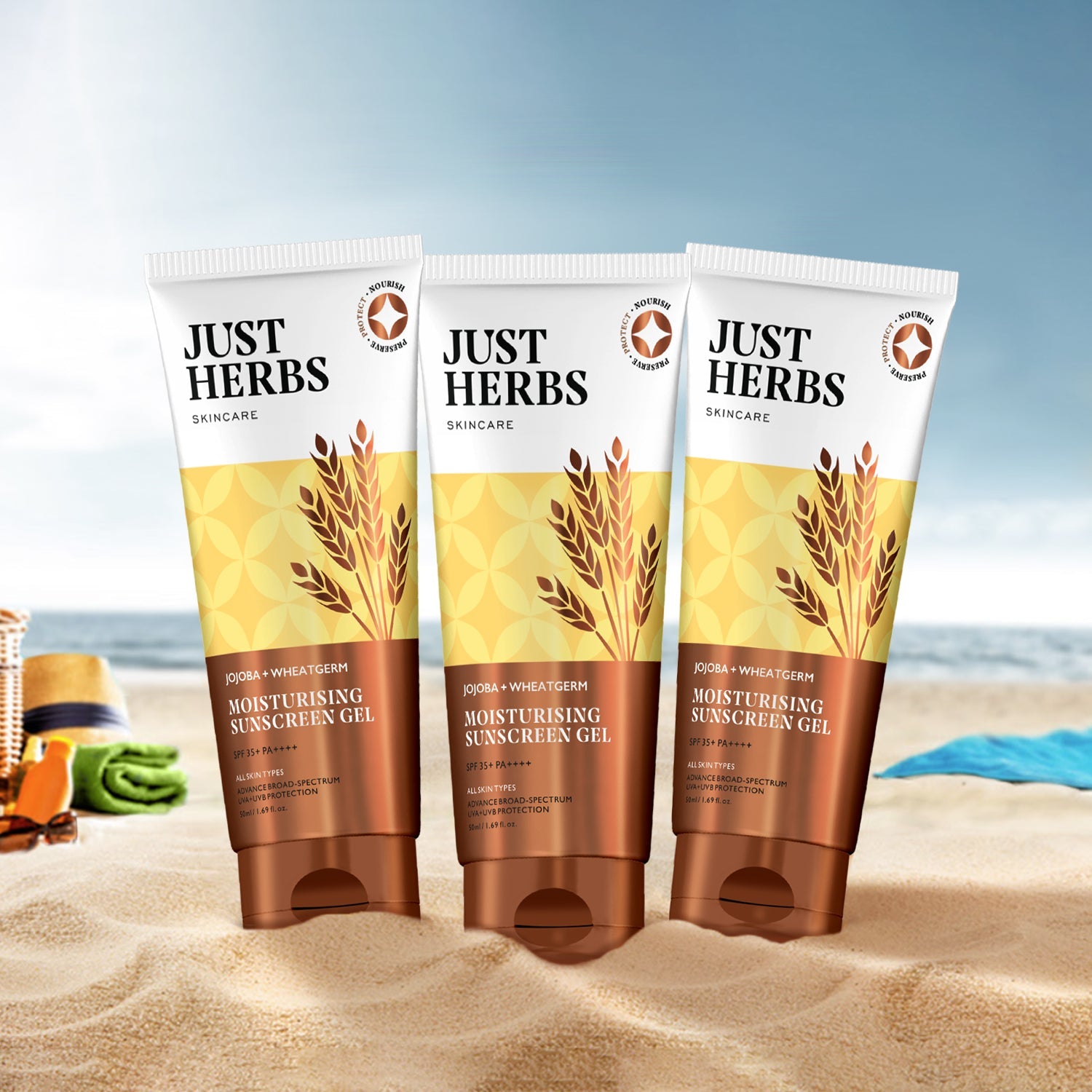 Moisturising Sunscreen Gel with SPF 35+ PA++++ with Jojoba and Wheatgerm (Copy)