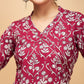 InWeave Women's Wine Floral Print Straight Angrakha Gota Kurta - Swadesiicart