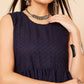 InWeave Women's Navy Blue Lace Work Double Layer Sharara Set - Swadesiicart