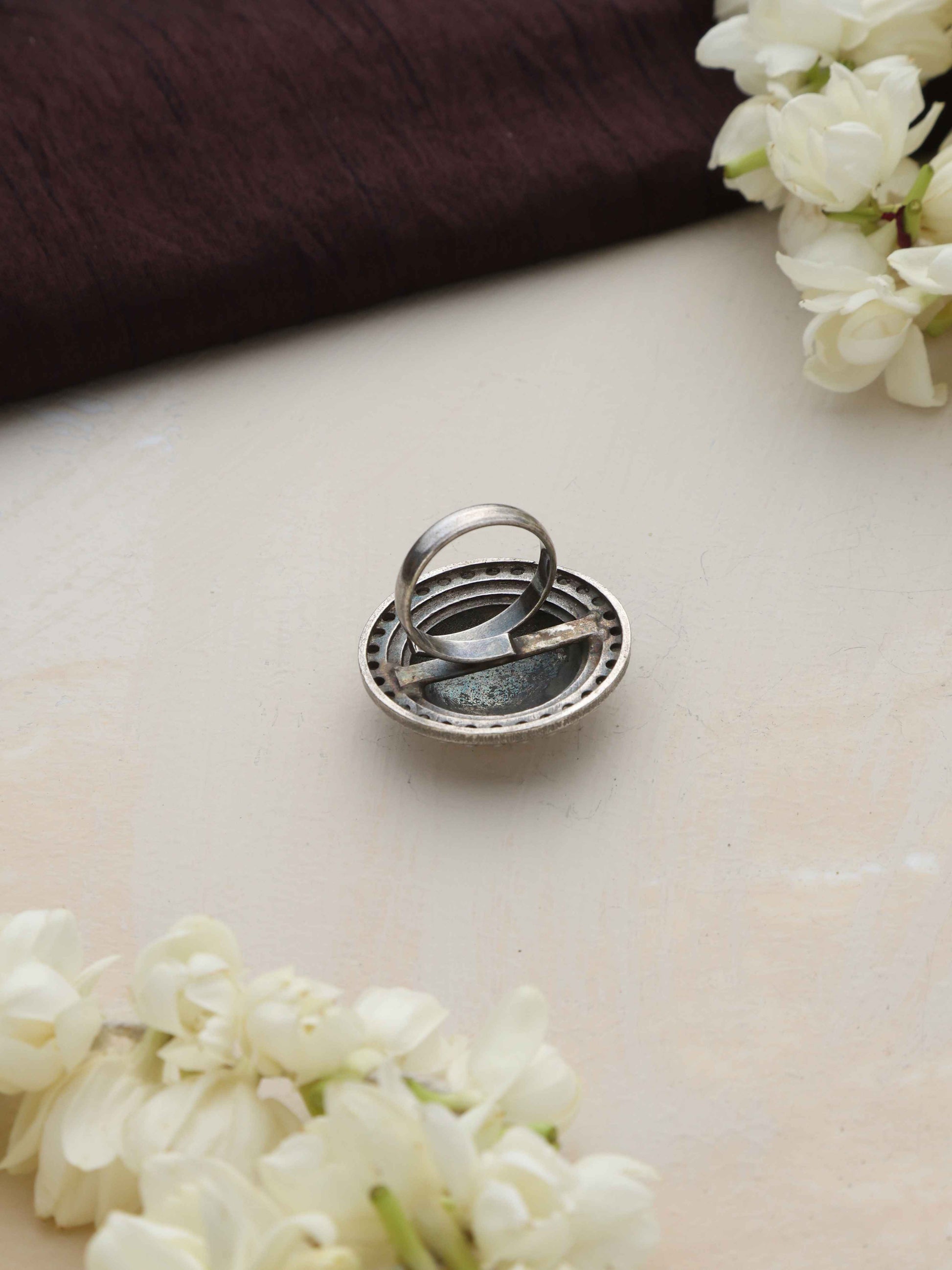 trueBrowns Silver Tone Dome Ring | Swadesiicart