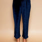 trueBrowns Navy Blue Velvet Embroidered Kaftan Kurta Set | Swadesiicart
