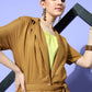 InWeave Women's Camel Brown Cream Pant Coord Set With Lime Green Crop Top - Swadesiicart