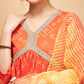 InWeave Women's Orange S Print Alia Cut Gota Work Kurta Set W Mustard Le Du - Swadesiicart