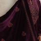 trueBrowns Purple Velvet Floral Embroidered Kurta Pant Dupatta Set | Swadesiicart