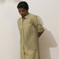 trueBrowns Fern Green Crochet Natural Cotton Kurta Pant Set | Swadesiicart