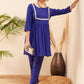 InWeave Women's Blue Round Neck Square Gota Work Kurta Pant Set - Swadesiicart