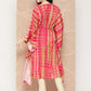 Ahalyaa Women Printed Flared Sleeves Gotta Patti Belted Detail Crepe Kaftan Kurta | Swadesiicart