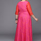 Ahalyaa Plus Size V-neck Maxi Ethnic Dress | Swadesiicart