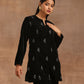 trueBrowns Black Velvet Embroidered Relaxed Co-ord Set - Swadesiicart