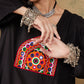 InWeave Women's Black Trangle Maroon Patch Work Assymentrical Kurta Set - Swadesiicart