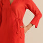 trueBrowns Orange Dupion Blend Angrakha Kurta Pant Set | Swadesiicart