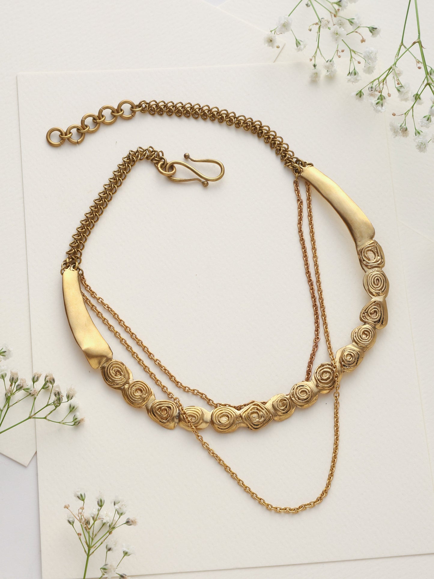 trueBrowns Brass Rose Layererd Necklace | Swadesiicart