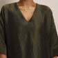 trueBrowns Olive Green Tissue Kurta Co-ord Set - Swadesiicart