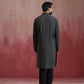 trueBrowns Men's Charcoal Grey Mandarin Collar Kurta | Swadesiicart