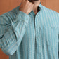 trueBrowns Men's Green Cotton Dobby Short Kurta | Swadesiicart