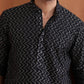trueBrowns Men's Black Cotton Dobby Kurta | Swadesiicart