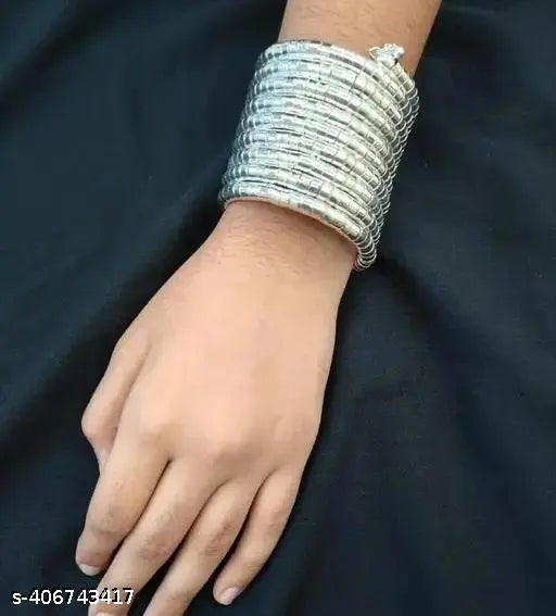 Tehzeeb Creations Women's Silver Colour Viral Spiral Bangle For Girl And Women - Swadesiicart