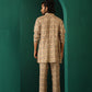 trueBrowns Men's Beige Geometric Muslin Silk Printed Co-ord Set - Swadesiicart