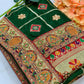 Lorenvalley Fashion Premium Green Vichitra Silk Embroidery and Diamond work Both Side Saree - Swadesiicart