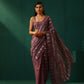 trueBrowns Mauve Cotton Silver Lurex Scoop Neck Sleeveless Blouse | Swadesiicart