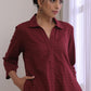 trueBrowns Ruby Wine Dobby Collar Short Co-Ord Set - Swadesiicart