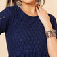 InWeave Women's Royal Blue Chikankari Kurta Set With Sharara - Swadesiicart