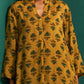 trueBrowns Mustard Flower Stem Muslin Silk Printed Relaxed Co-ord Set - Swadesiicart