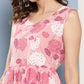 InWeave Women's Pink Printed Chintz Tiered Sharara Set - Swadesiicart