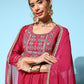 InWeave Women's Pink Nyra Cut Embroidered Kurta Set With Dupatta - Swadesiicart