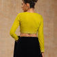 trueBrowns Lime Velvet Embroidered Blouse | Swadesiicart