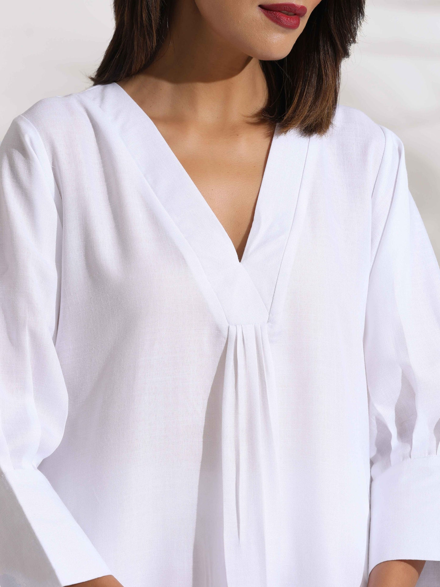 trueBrowns White Slub Kurta Set | Swadesiicart