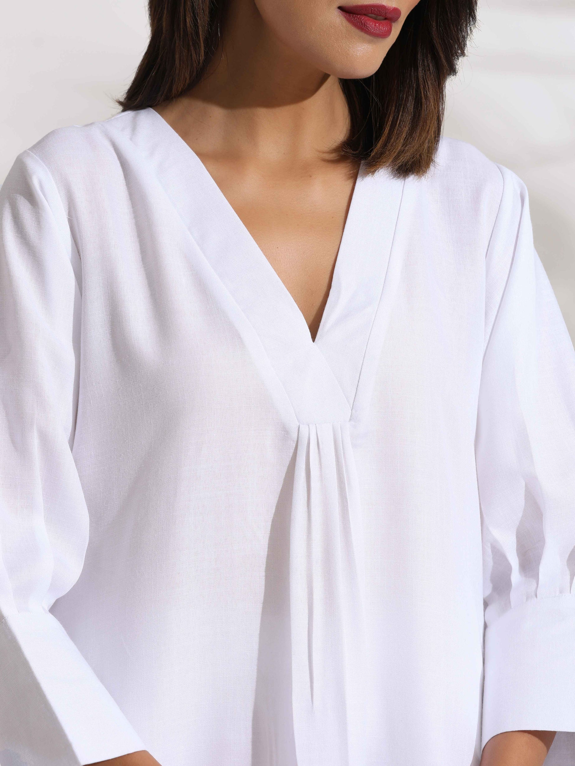 trueBrowns White Slub Kurta Set | Swadesiicart