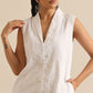 trueBrowns White Pineapple Sleeveless Jacket Pant Set | Swadesiicart