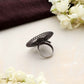 trueBrowns Silver Tone Floral Circular Ring | Swadesiicart