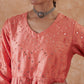 InWeave Women's Peach Mirror Work Long Anarkali Kurta - Swadesiicart