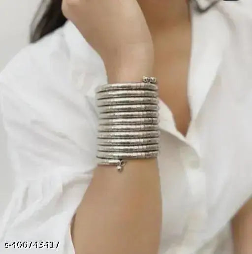 Tehzeeb Creations Women's Silver Colour Viral Spiral Bangle For Girl And Women - Swadesiicart
