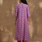 trueBrowns Purple Zig-Zag Printed Silk Kurta Pant Set | Swadesiicart