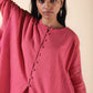 trueBrowns Pink Cotton Dobby Oversized Co-ord Set - Swadesiicart