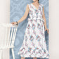 InWeave Women's White Floral Paisley Print Long Frill Dress - Swadesiicart