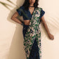 trueBrowns Green Blue Muslin Ikat Saree | Swadesiicart