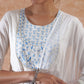 InWeave Women's White Lurex Blue Dye Patch Gota Anarkali Kurta Set W Dupatta - Swadesiicart
