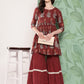 InWeave Women's Brick Rust Boota Sharara Set - Swadesiicart