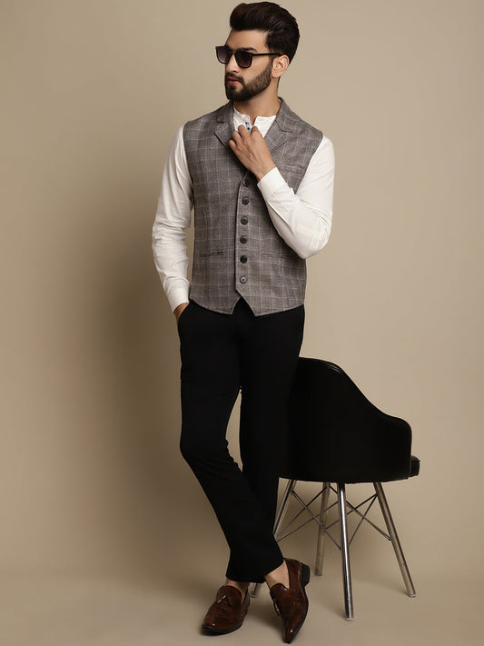Even Apparels Men's Brown Waistcoat with Notched Lapel | Swadesiicart