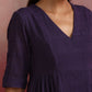 trueBrowns Purple Cotton Dobby Dress | Swadesiicart