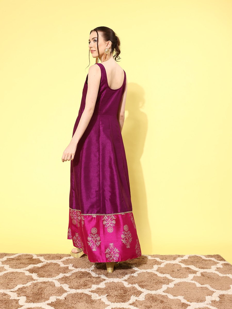 Ahalyaa Ethnic Motifs Printed Maxi Dress | Swadesiicart
