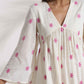 trueBrowns Off-White Cotton Floral Embroidered Flared Kurta Set | Swadesiicart