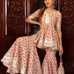 Pomcha Jaipur Peach Hand Block Cotton Sharara Set | Swadesiicart