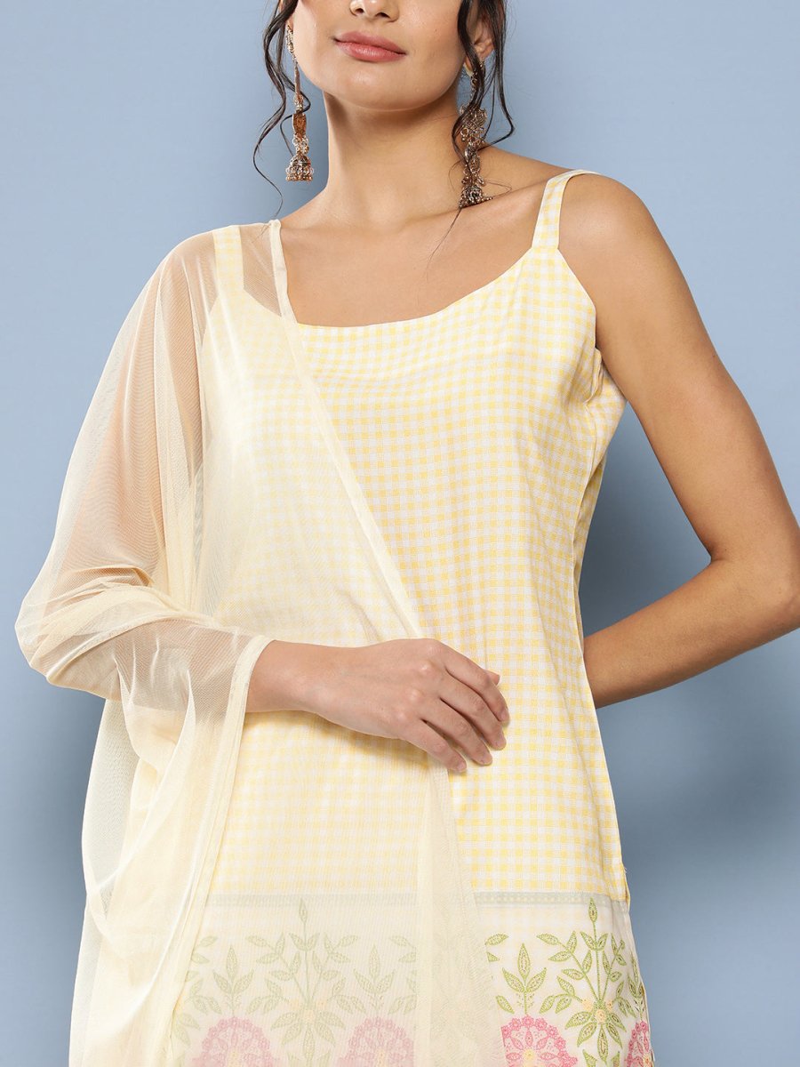 Ahalyaa Women Yellow Kurta with Sharara & With Dupatta | Swadesiicart